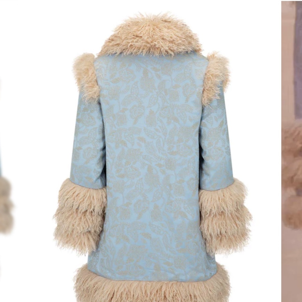 NWT SPELL STARLET JACQUARD COAT POWDER BLUE L - Picture 5 of 10